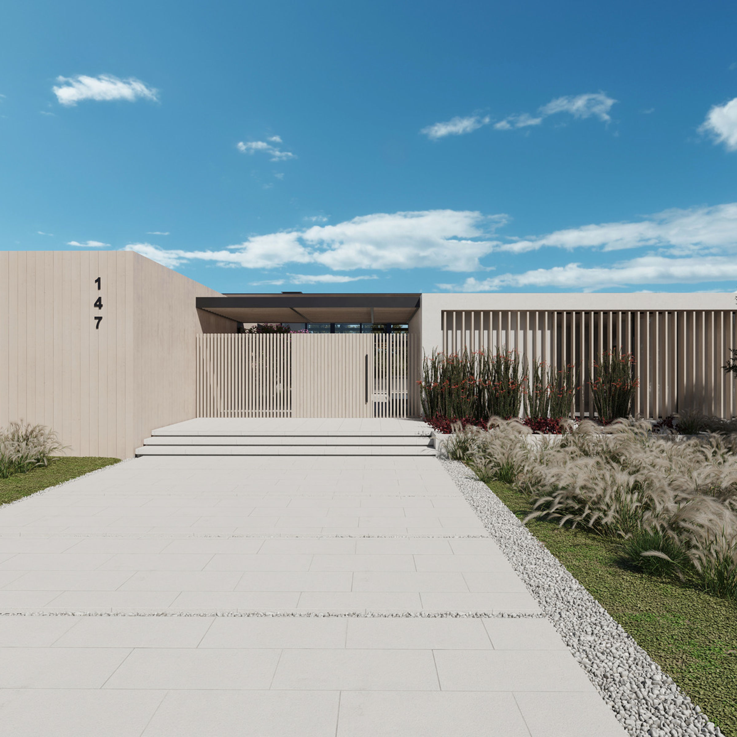 Residential building facade — photorealistic 3D render