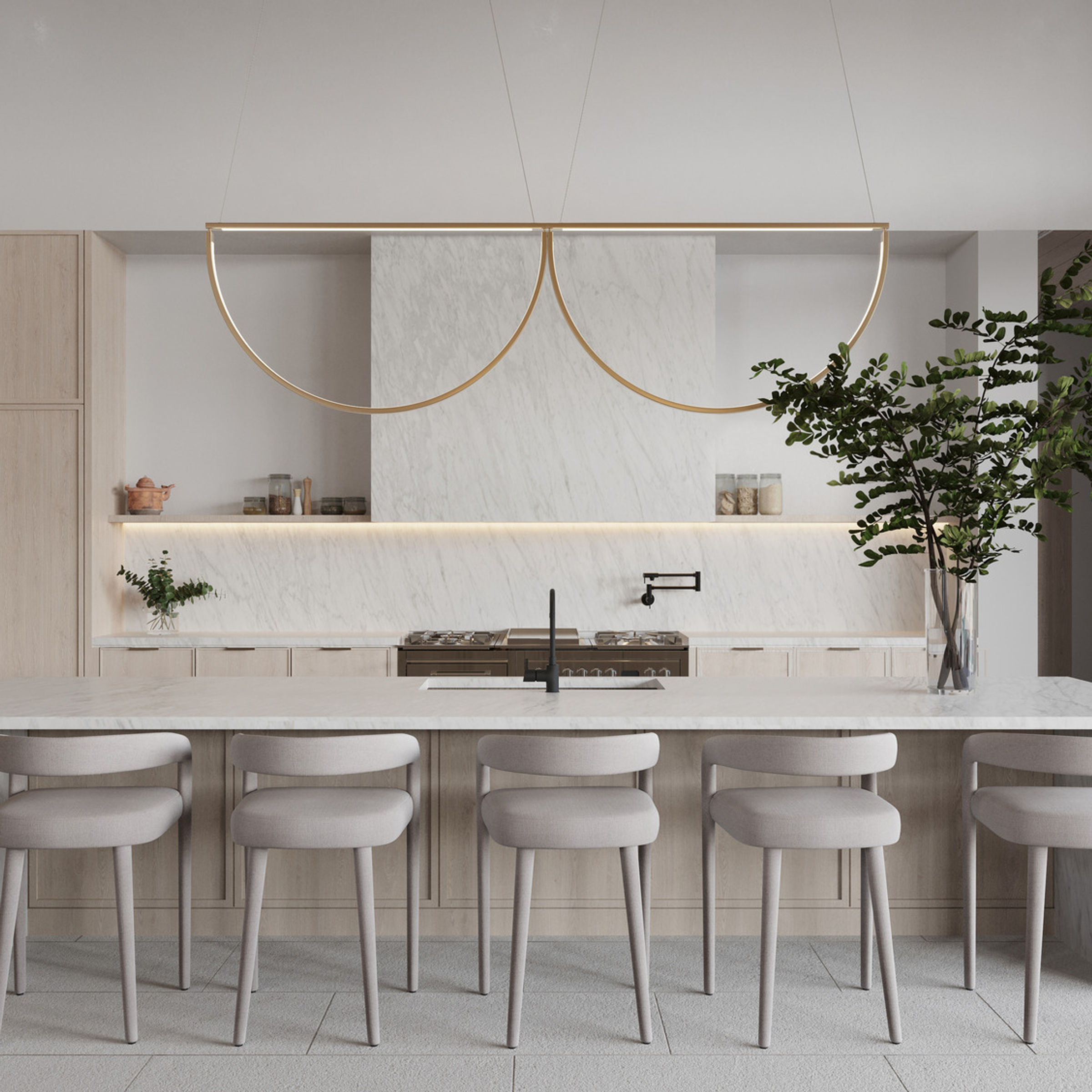 Luxury interior living space — photorealistic 3D render
