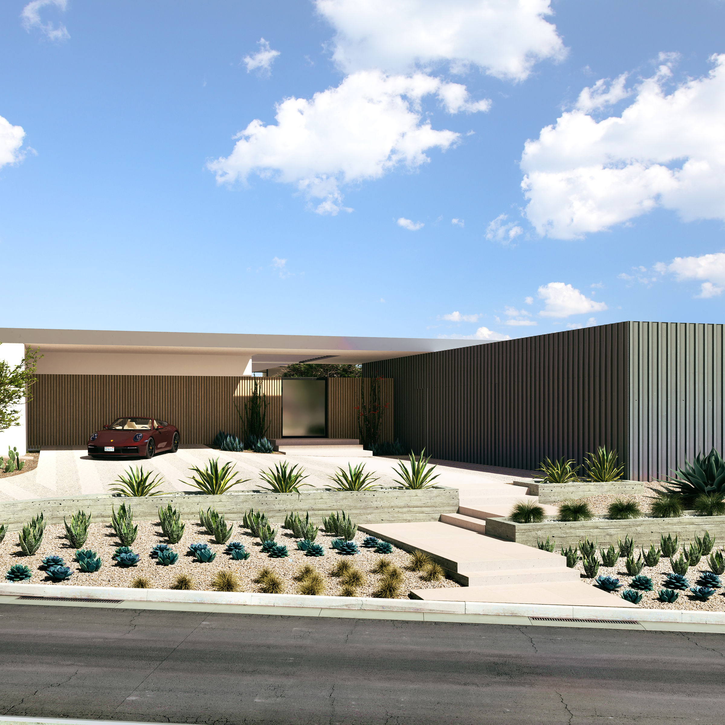 Modern residential exterior — architectural rendering