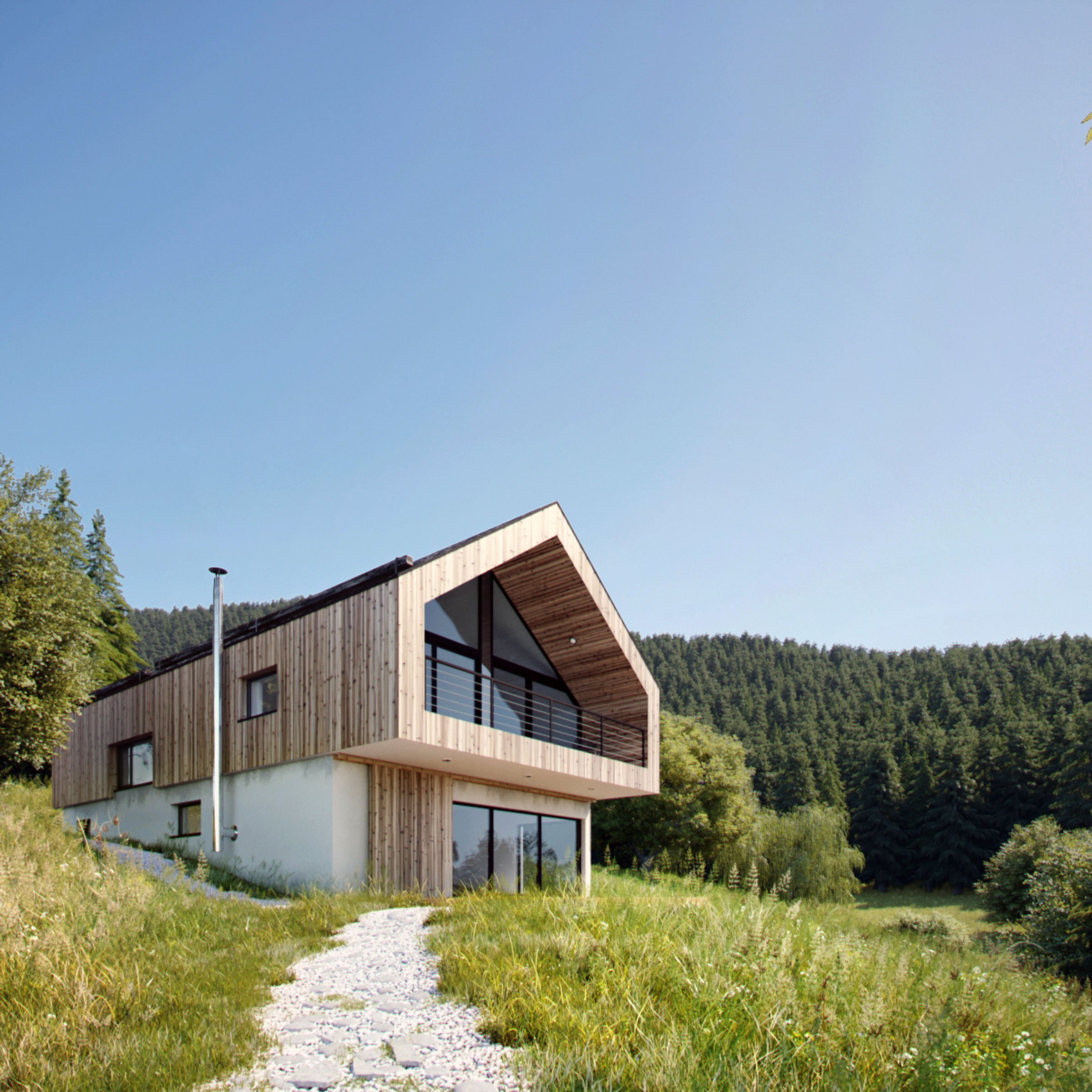 Contemporary house exterior — architectural visualization