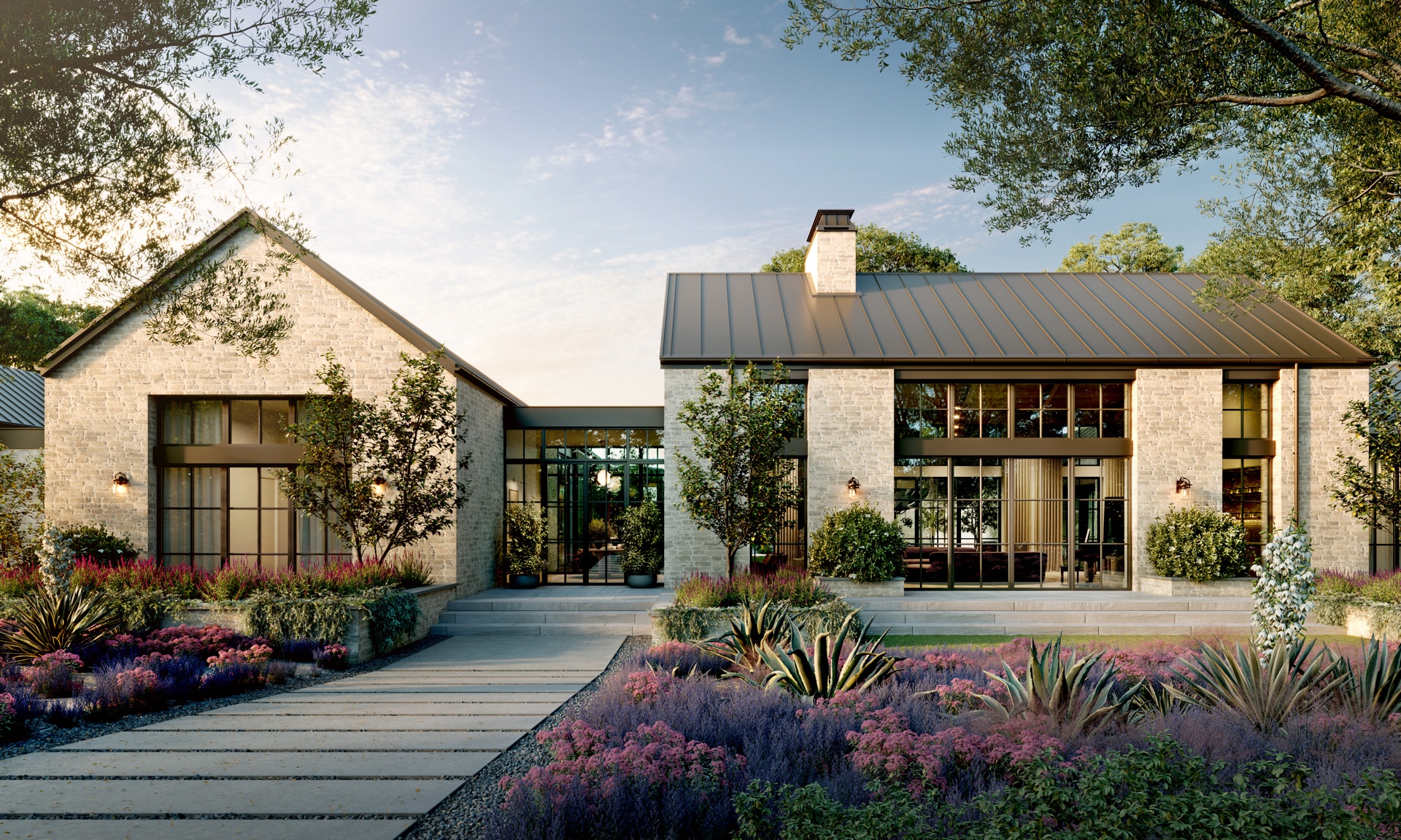 Luxury villa exterior — architectural 3D rendering