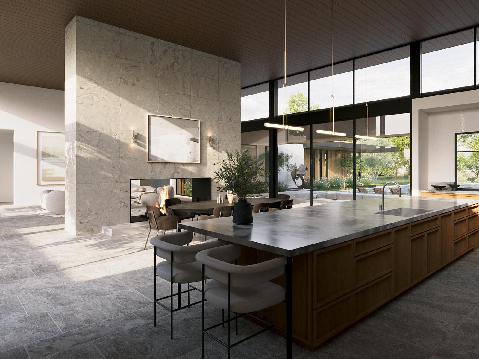 Dark luxury kitchen — photorealistic interior visualization